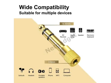 Fiche adaptateur plaqué or 6.35 à 3.5mm - Netgadget