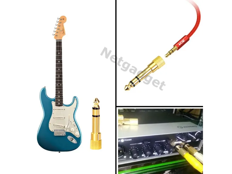 Fiche adaptateur plaqué or 6.35 à 3.5mm - Netgadget