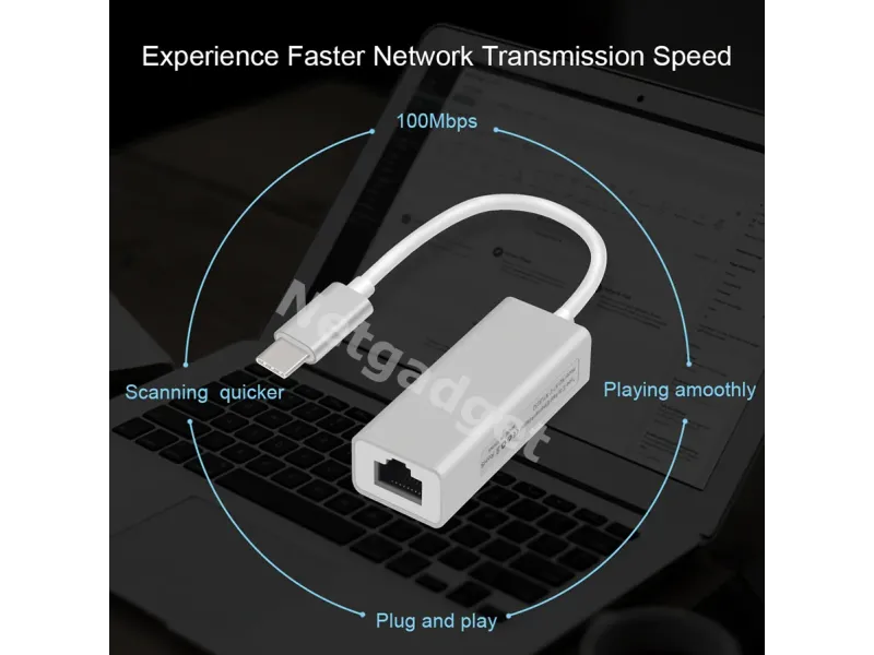 Adaptateur USB3.1 Type-C à RJ45 - Netgadget